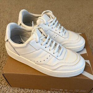 Zara Athletic Leather Lace Up Sneakers Shoes White Size 6